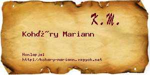 Koháry Mariann névjegykártya