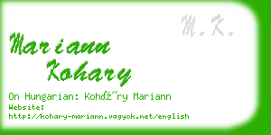 mariann kohary business card